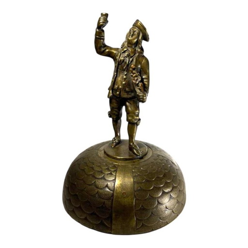 Desk Bell Figurine in Bronze with Acorn-Shaped Chimes, 19th Century