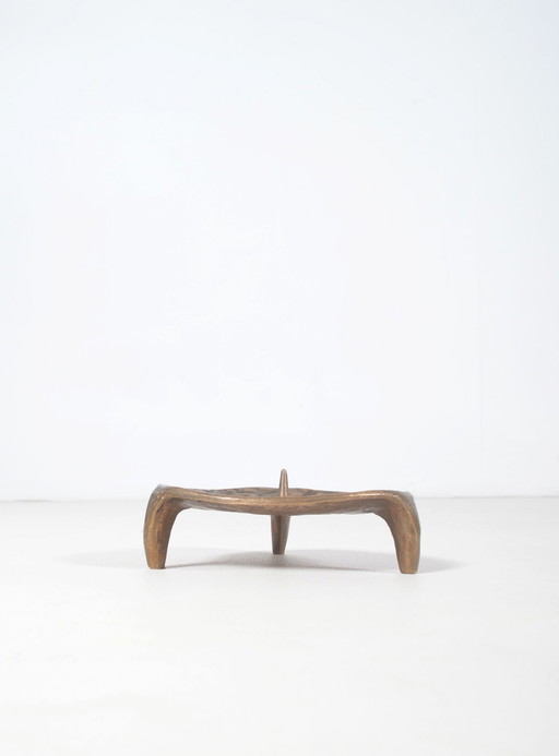 Brutalist Candlestick in Bronze, 1960s