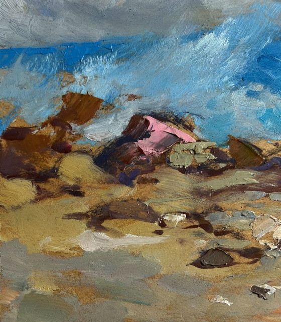 Image 1 of Original Oil Painting Sea Coastal Landscape Raging sea waves