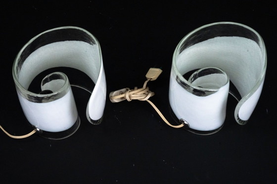Image 1 of La Murrina, paire de lampes de table en verre de Murano. Italie, années 1970.