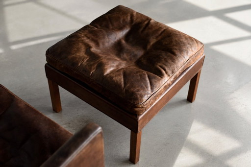 Vintage Mid-Century Deense moderne lounge lederen stoel & poef model 2207 door Børge Mogensen voor (photo 2 of 51)