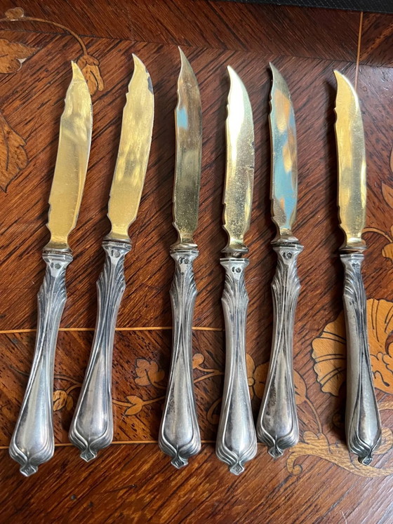 Set messen en vorken voor fruit., Besteksets, Zilver, Gold (foto 9 van 15)