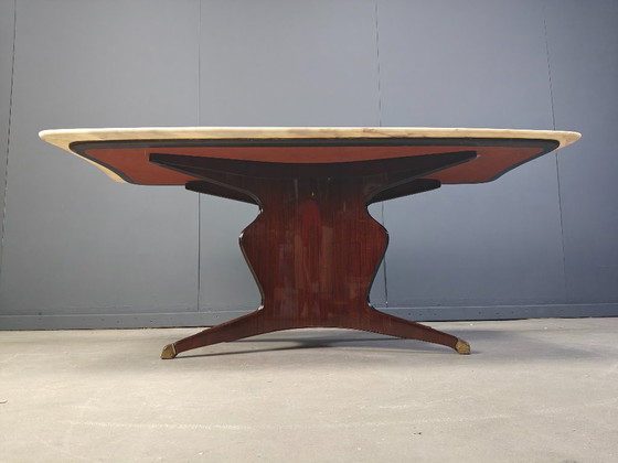 Image 1 of Tavolo da pranzo di metà secolo in palissandro e marmo di Osvaldo Borsani, 1950