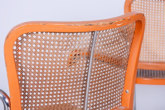 Set van twee originele fauteuils, van Robert Slezak, beukenhout, rotan, Tsjechië, jaren 1930 – Metal, Rattan (photo 7 of 10)