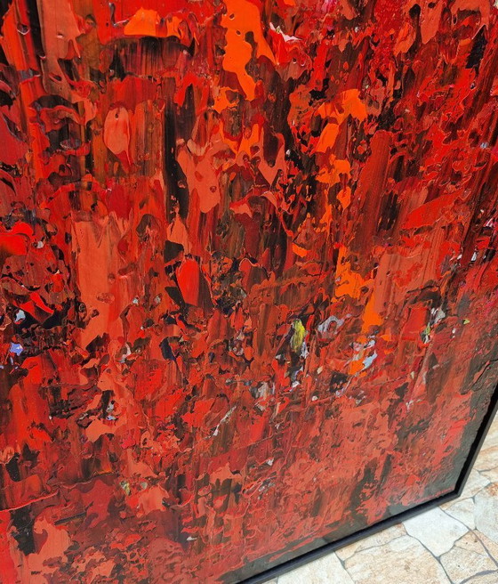 Image 1 of Frances Eckhardt - 100x120 cm red painting abstract art modern hand-painted framed