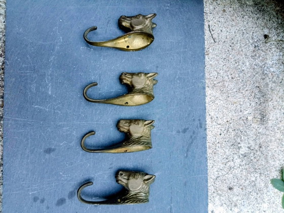 4 vintage massief messing paarden kapstokhaken – Kapstokken, Brass (photo 4 of 6)