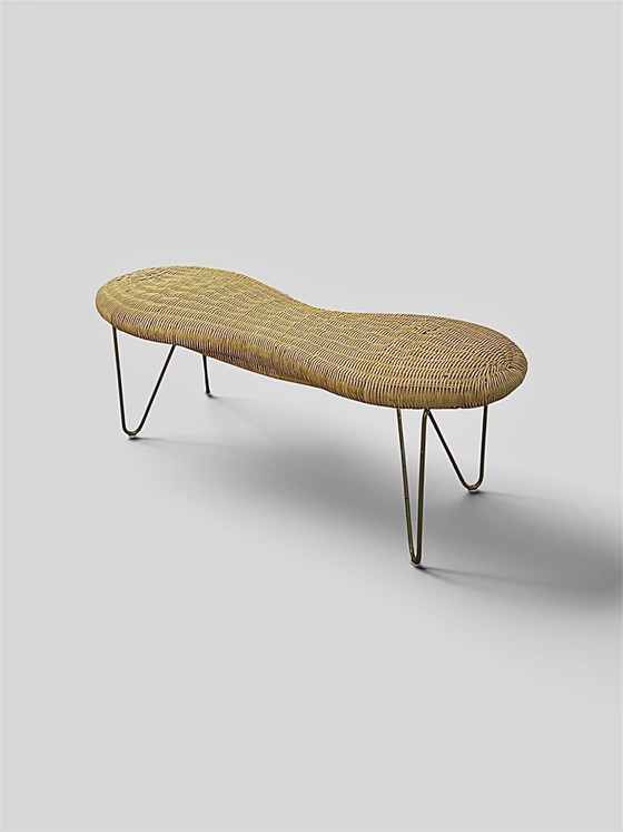 Panca in rattan “Peanut” vintage IKEA, Svezia 1990. – Panche, Metallo (photo 2 of 5)