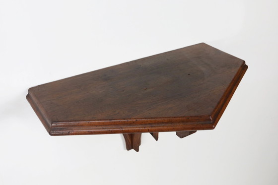 Image 1 of Paar von 2 antiken geschnitzten Eichenwandkonsolen, Frankreich ca. 1850