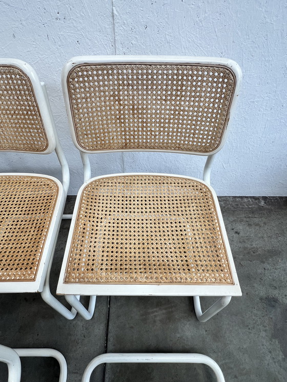 Image 1 of Six Vintage Cesca Design Chairs, White Finish, 1980's