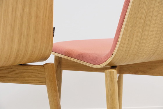 Image 1 of 2x Bogaets Silla de roble con tapicería rosa