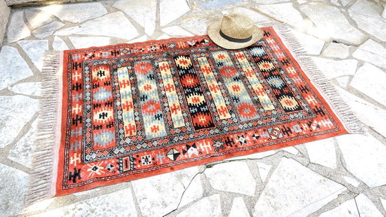 Image 1 of Tappeto vintage in seta e cotone - 142 x 84 cm