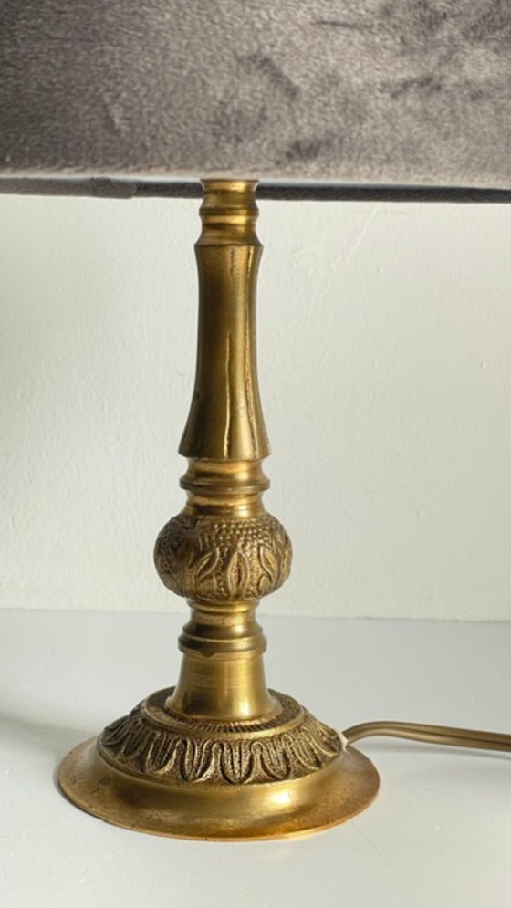 Lampada da Tavolo VINTAGE in Ottone Massiccio e Velluto – Lampade da tavolo (photo 3 of 16)