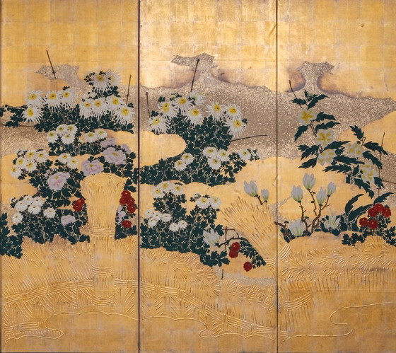 Image 1 of Antique Japanese 6-Panel Folding Screen Rinpa School-style