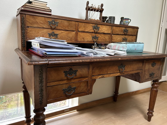 Image 1 of Bureau/table d'écriture ancienne avec commode