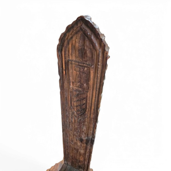 Brutalist primitive hall chair / hand-carved from solid wood and detailed with beautiful gouge woodwork (photo 4 of 9)