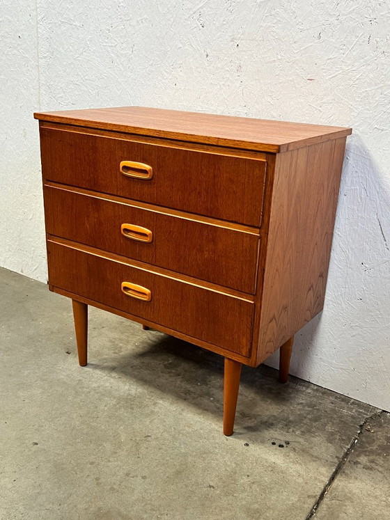 Vintage Teak Chest of Drawers, Sweden 1960s, Wood, Brown, Mid Century Modern (photo 5 of 14)