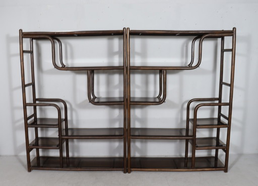 Large room divider/shelf/storage unit in the style of Ludvik Volak, bamboo, France, 1980s