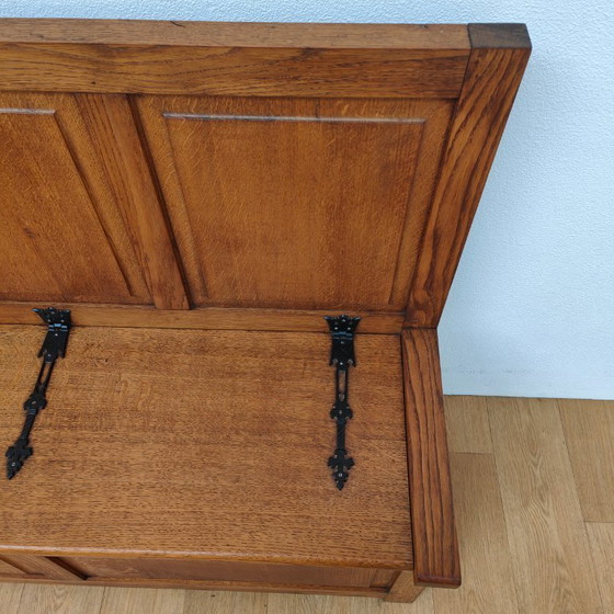 Image 1 of Vintage oak hall bench, bench, storage bench, toy chest