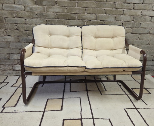 Tubular 2-seater bench from the 1970s