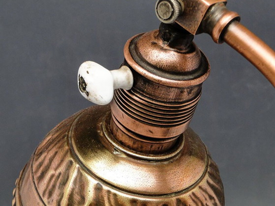 Art Nouveau Copper Table Lamp, Germany, Early 20th Century – Ceramic (photo 12 of 13)