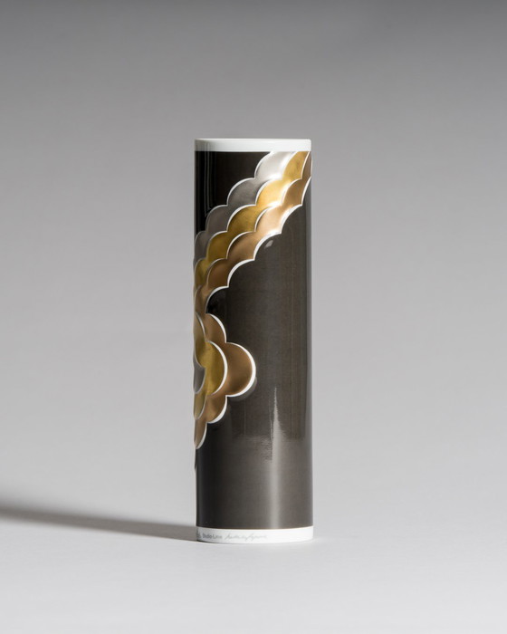 Image 1 of Natalie Sapone for Rosenthal Studio Line – Black Porcelain Vase with Metallic Ornaments, West Germany, 1960s–70s
