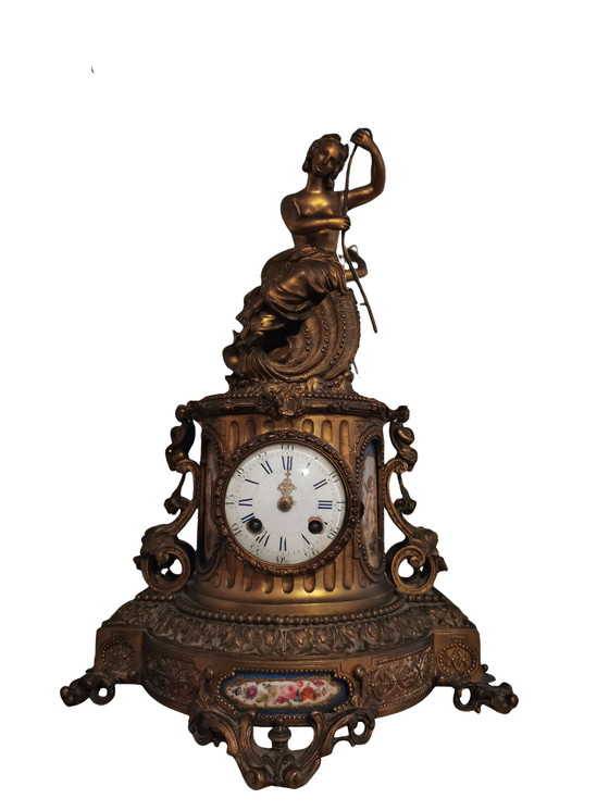 Image 1 of Brass table clock, 1940s