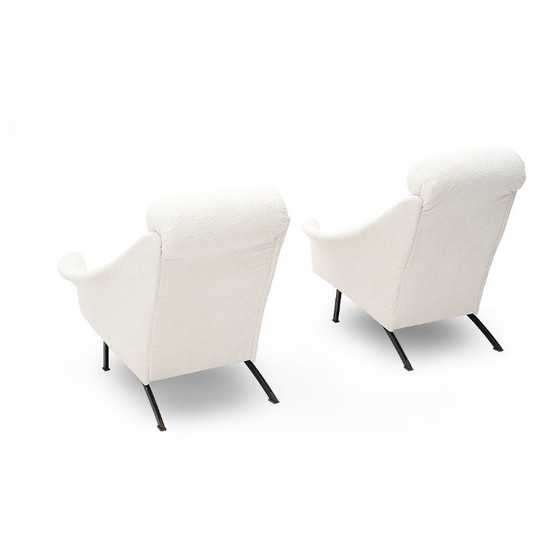 Image 1 of Pair of white bouclé armchairs, 1950s