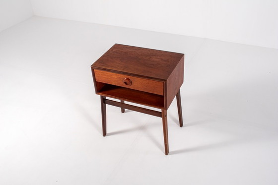 Image 1 of Table de chevet en teck de style Mid-Century avec tiroir et étagère ouverte, design danois, années 1960