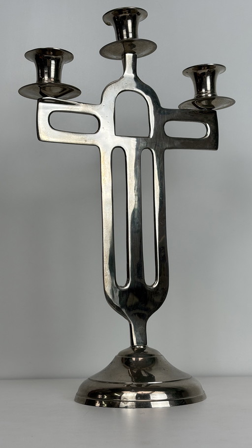 Vintage tripod standing table dining candlestick chrome design