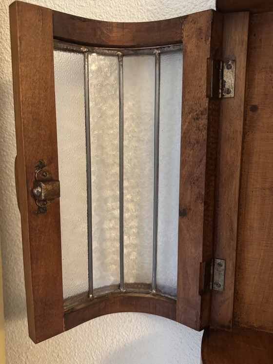 Antique Art Deco Apothecary Cabinet | Stained Glass, Mirror & Brass Fittings | 1920s-1930s – Wall cabinet (photo 9 of 15)