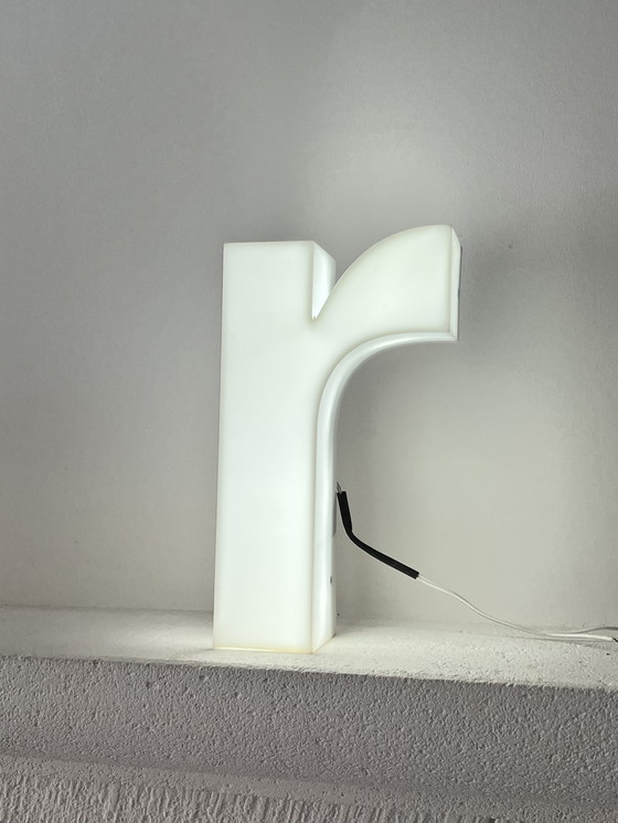 Image 1 of Vintage White Illuminated Sign Letter "R" - 70's