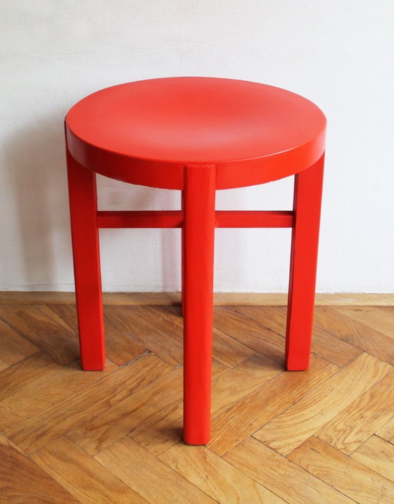 Image 1 of 1930's Modernist Red Stool
