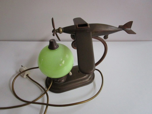 Art Deco table lamp, airplane