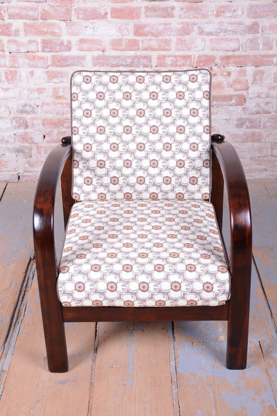 Poltrona Art Déco regolabile restaurata, di Thonet, Faggio, Lucidata, Ceca, anni '20, Poltrone, Tessile, Legno (foto 8 di 15)