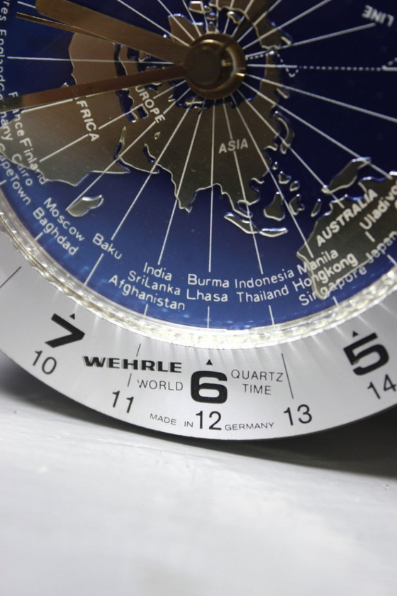 Image 1 of Reloj de sobremesa Wehrle World Time antiguo, Alemania, década de 1970.