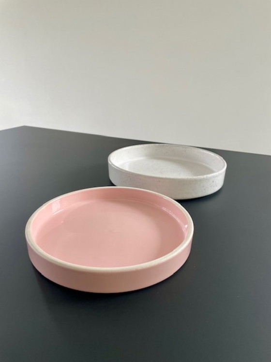 Image 1 of Keramieken Schalen Set 2 Wit Roze Glazuur