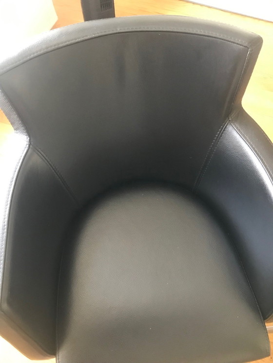 Image 1 of 2 x dining chair with armrest, black leather, chrome base, in excellent condition, bought at Goossens, invoice lost, name