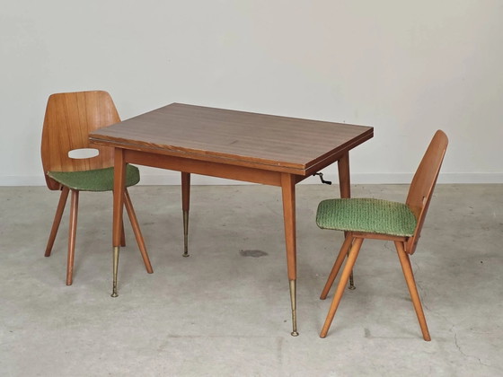 Couchtisch, Esstisch für 6 Personen, Ostdeutschland. – Esstische, Holz, Messing, Mid Century Modern (photo 14 of 21)