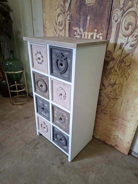 Image 1 of Cassettiera colorata, armadio da farmacia, schedario, dim, 51x37cm e 97cm di altezza.