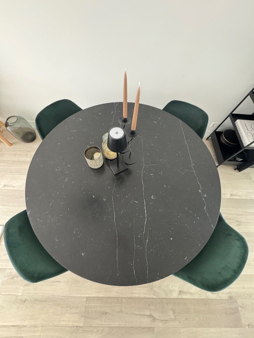 Table à manger ronde en marbre Nero Marquina 130cm - Table Du Sud