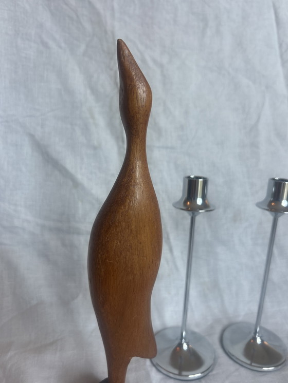 Image 1 of Rang abstrait eenvoud houten vogel Scandinavisch milieu du siècle reiger de kraanvogel années soixante