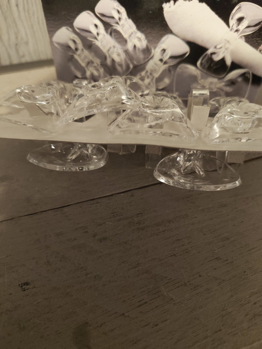 Lot de 6 ronds de serviette en acrylique transparent en forme de nœud, neufs dans leur boîte.