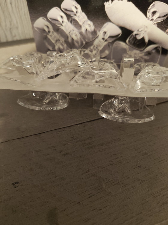 Image 1 of Set of 6 clear acrylic bow-shaped napkin rings, new in box