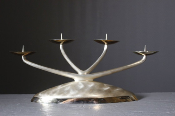 WMF Ikora - Chandelier Bougeoir 4 Feux Métal Argenté Période Art Déco 1930s – Bougeoirs et chandeliers, Metal (photo 3 of 9)