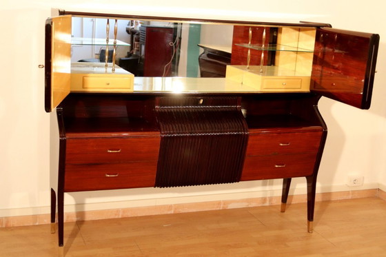 Image 1 of Credenza di metà secolo di Osvaldo Borsani, mogano, palissandro, acero, Italia, anni '50