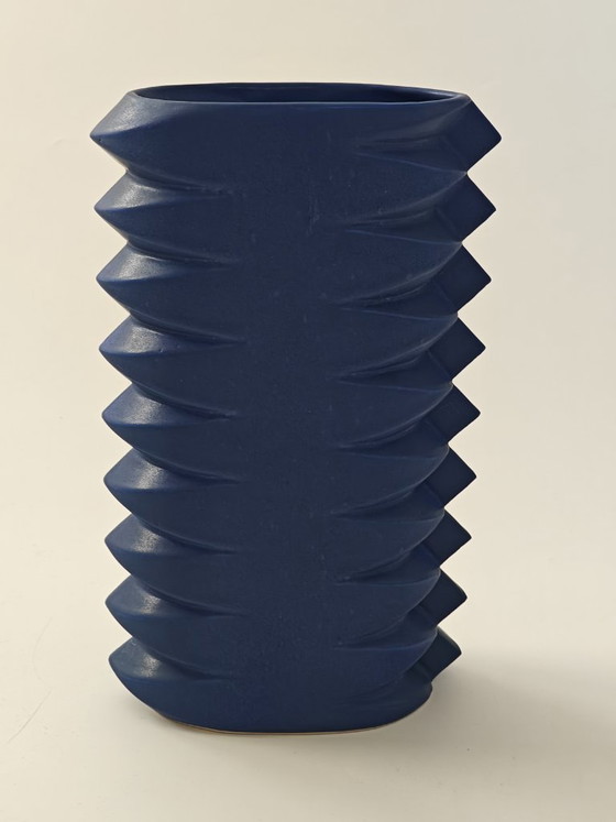 Jan Van Der Vaart – Vase en céramique bleue – Design hollandais – Vintage – Ceramic (photo 9 of 12)