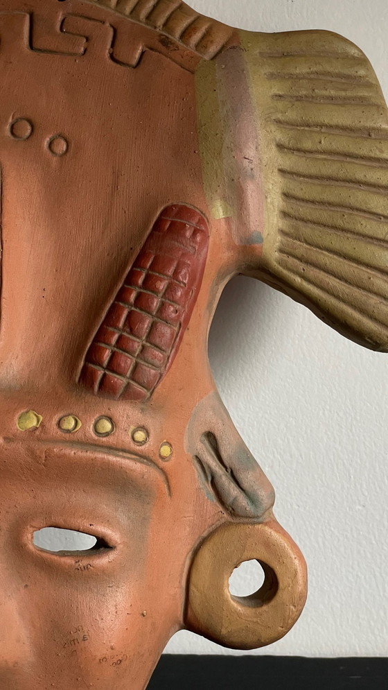 Image 1 of Masque Terre Cuite Reproduction Vintage Mexique