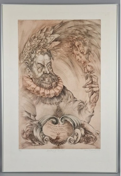 Lithographie d'Oldrich Kulhanek, 1989, La Glorification de Rodolphe II – decoratieve objecten, Paper (photo 2 of 5)
