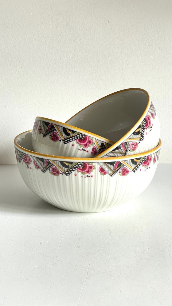 Image 1 of Insalatiere in porcellana MEHUN, decoro Art Déco