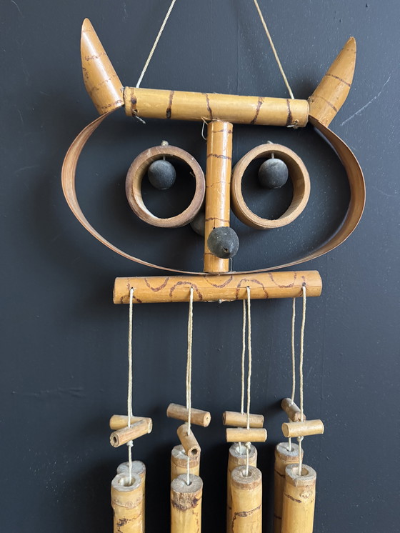 Image 1 of Vintage Bamboo Owl Wind Chime